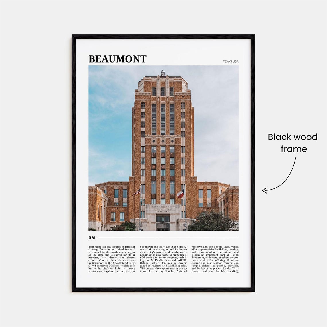 Beaumont Texas Grand Art Deco Courthouse Tower Facade View Poster - Image 2