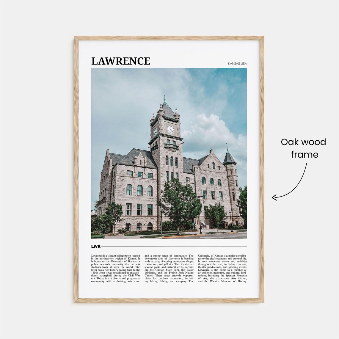 Lawrence Kansas Historic Clock Tower College Town City Poster - Image 3