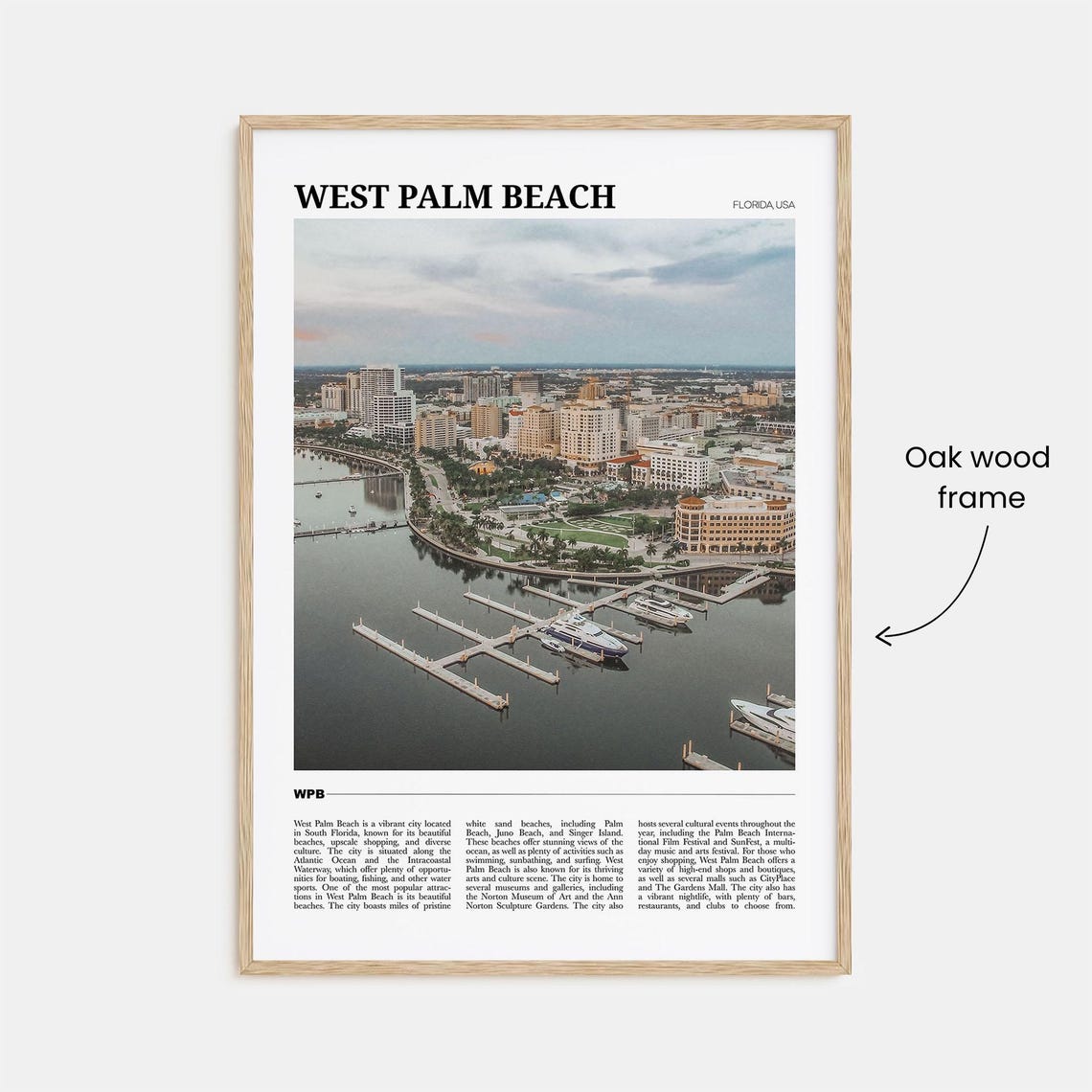 West Palm Beach Florida Marina and City Skyline Aerial Poster - Image 3