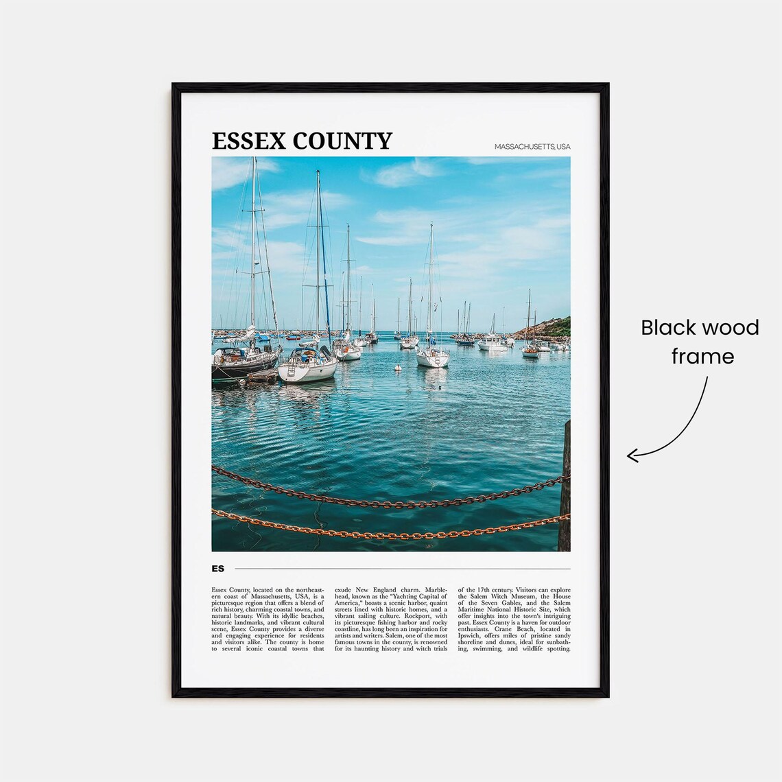 Essex County Massachusetts Sailboat Harbor Marina Coast Travel Poster - Image 2
