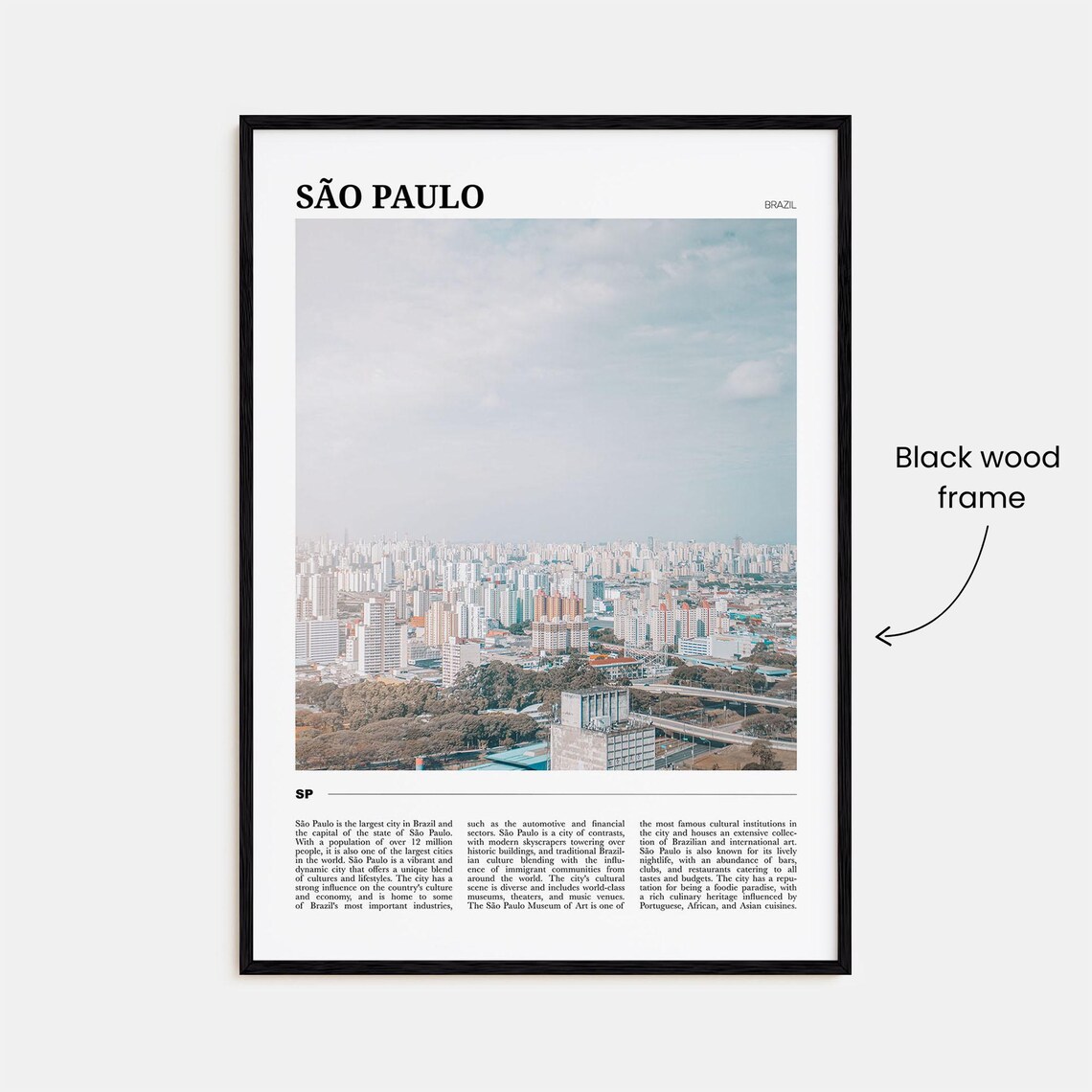 Sao Paulo Brazil Megacity Skyline Aerial Travel Photo Guide Poster - Image 2