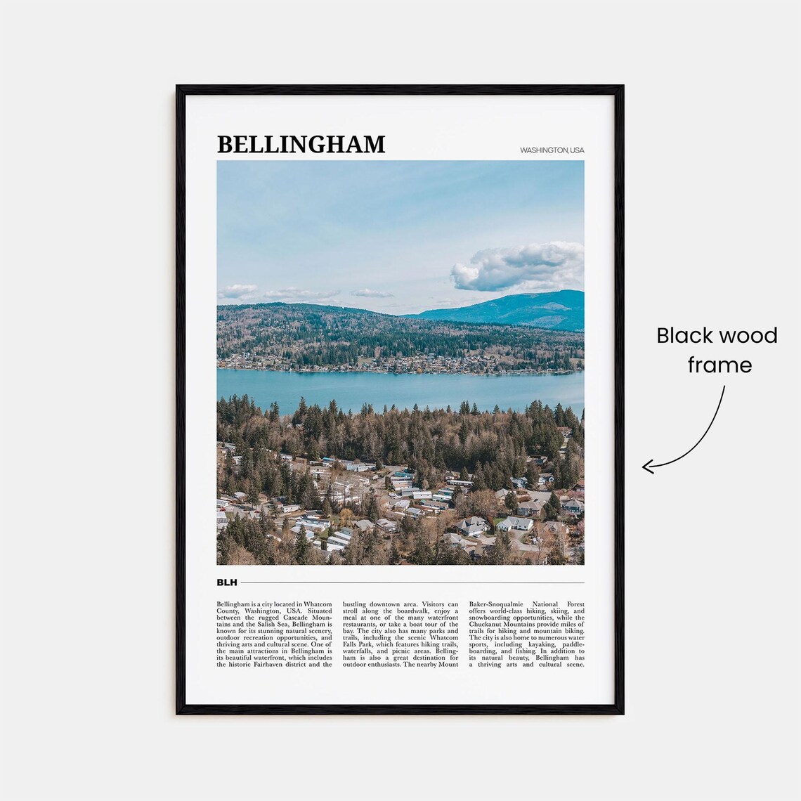 Bellingham Washington Lake Forest Aerial Scenic Travel Poster - Image 2