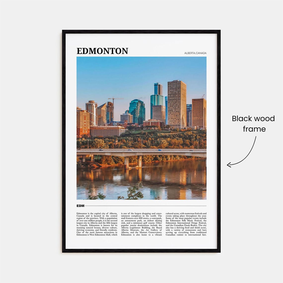 Edmonton Alberta Downtown Towers and River Bridge Sunset Poster - Image 2