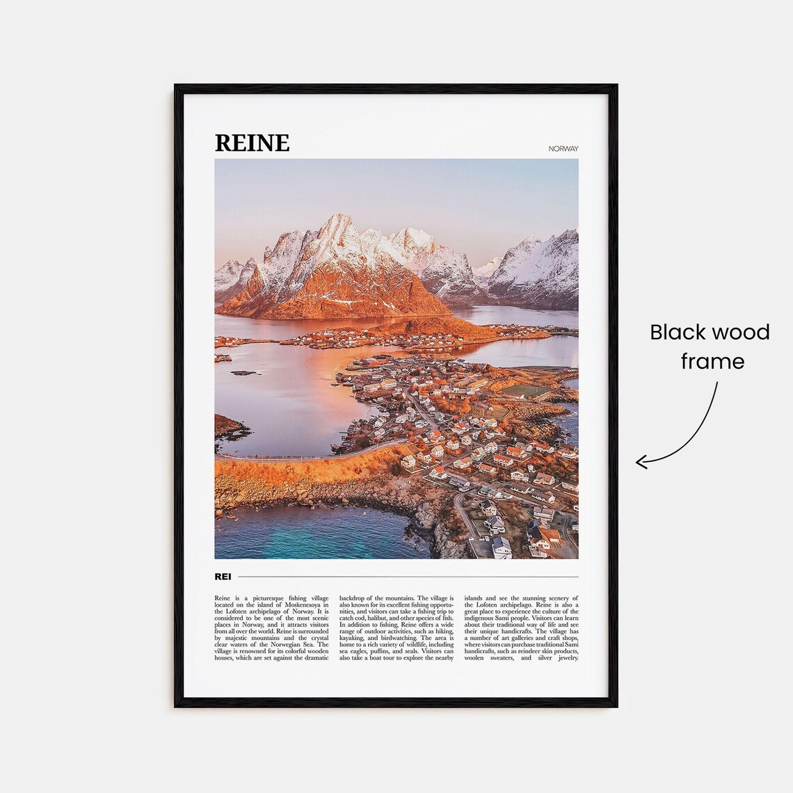 Reine Norway Lofoten Fishing Village Sunset Mountain Travel Poster - Image 2