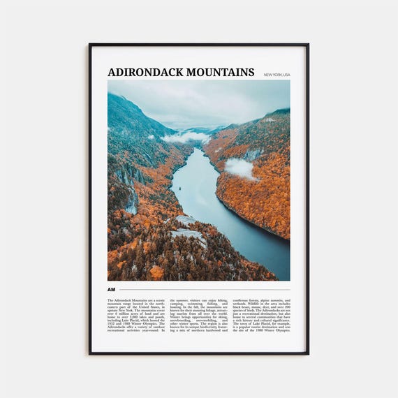 Adirondack Mountains Travel Poster, New York Usa