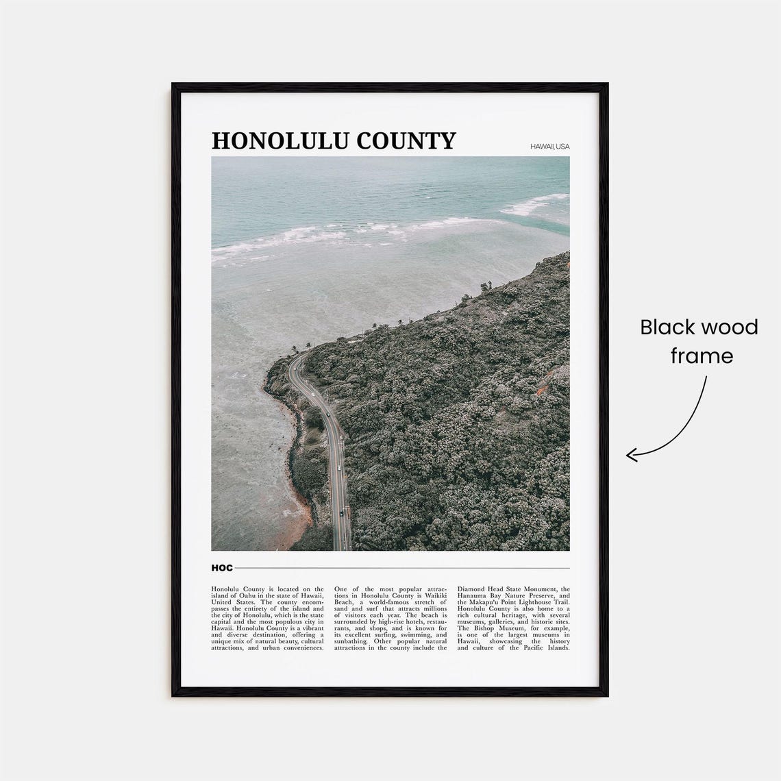 Honolulu County Hawaii Tropical Ocean Cliff Road Aerial Poster - Image 2
