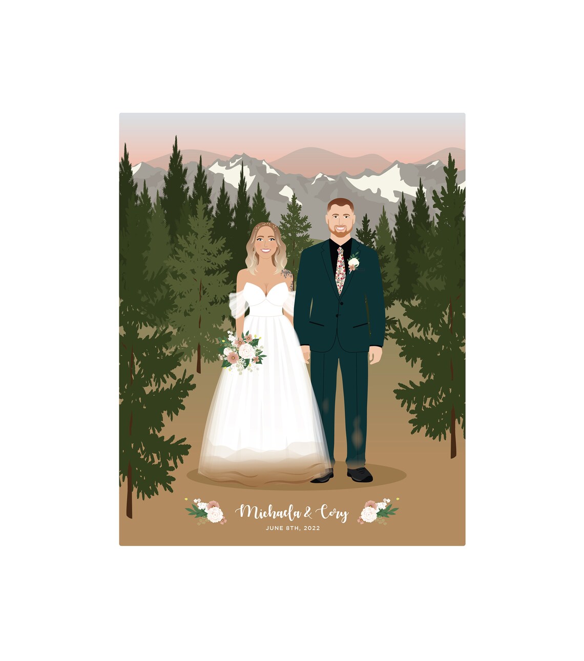 Custom Wedding Portrait, One Year Anniversary