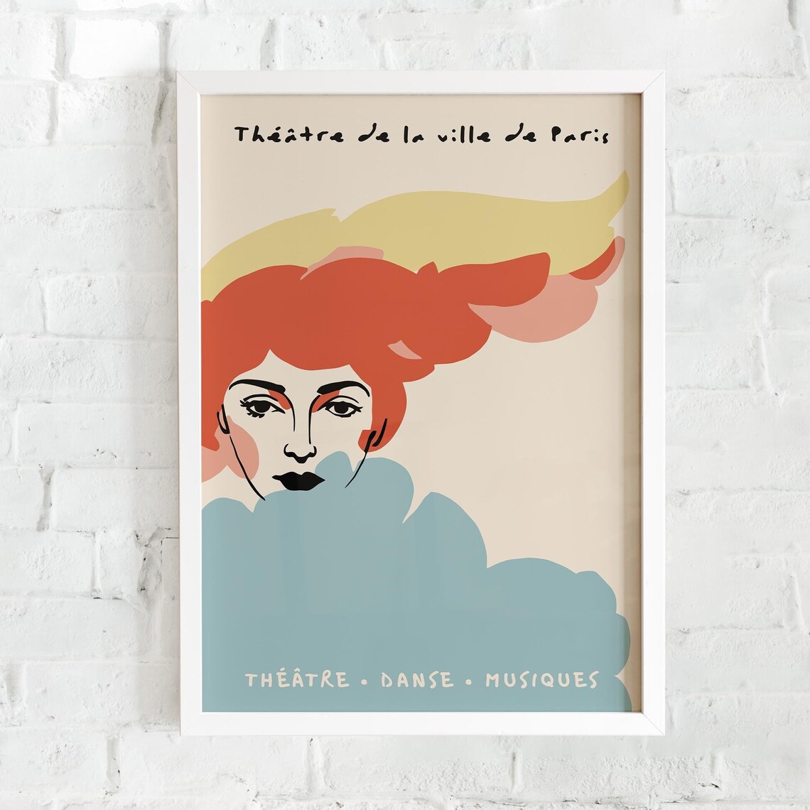 Theatre De Paris Colorful Redhead Woman Retro Theater Art Poster