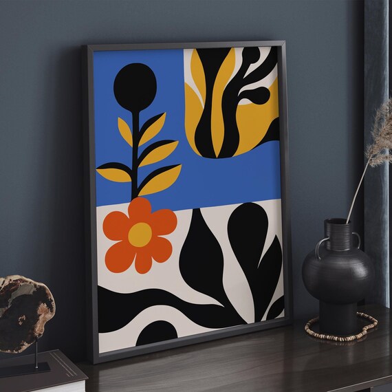 Matisse Style Bold Retro Cut-Outs Abstract Mid-Century Poster