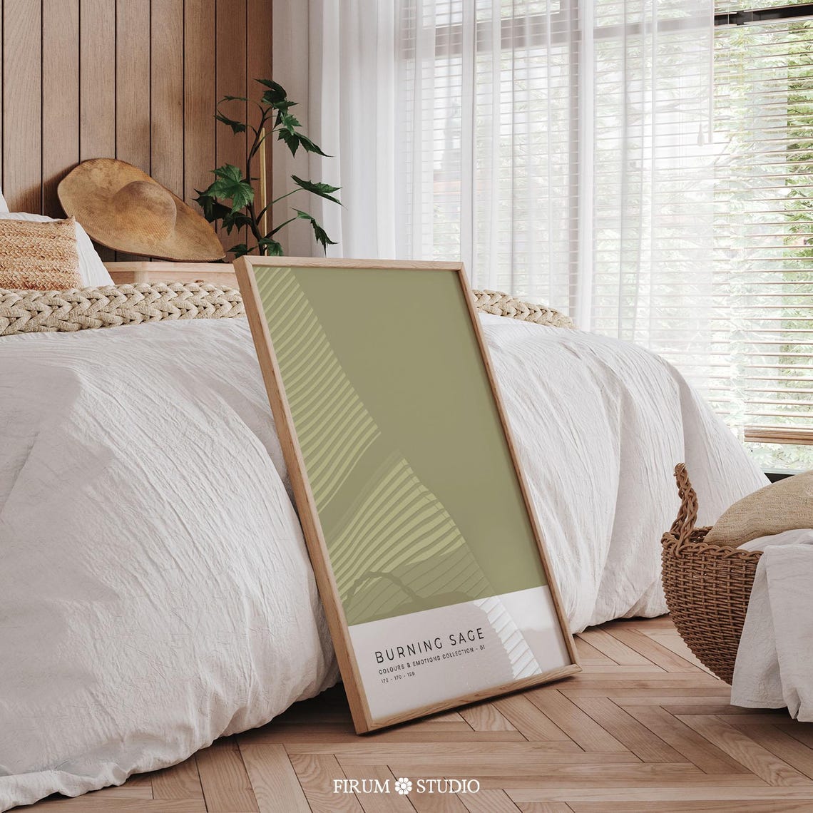 Burning Sage Green Solid Color Block Minimal Modern Decor Poster - Image 2