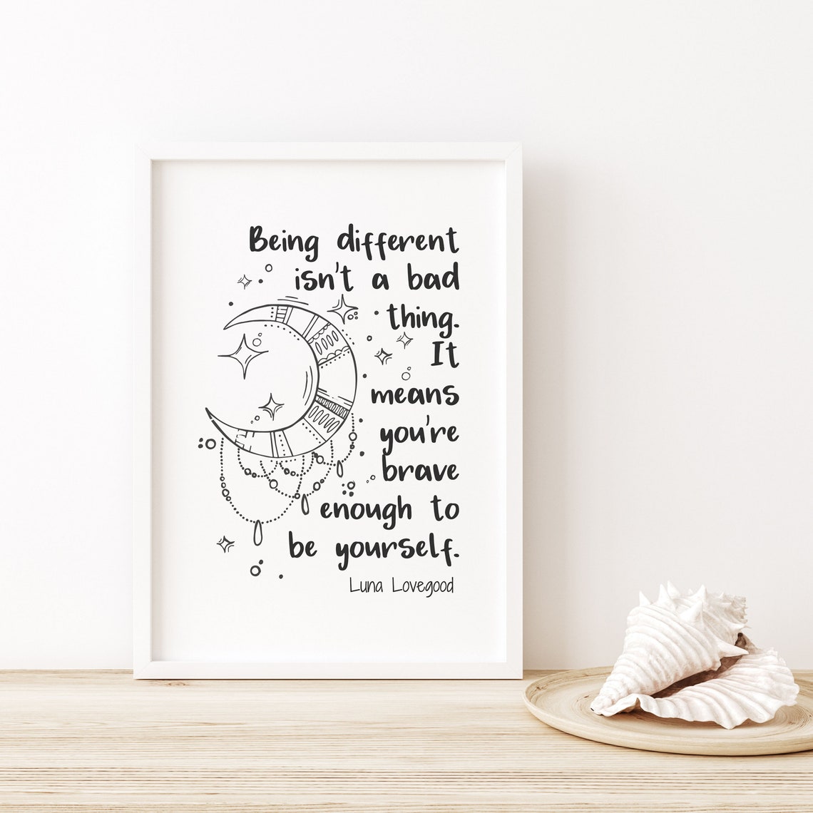 Luna Lovegood Brave Yourself Quote Moon Stars Nursery Poster - Image 2