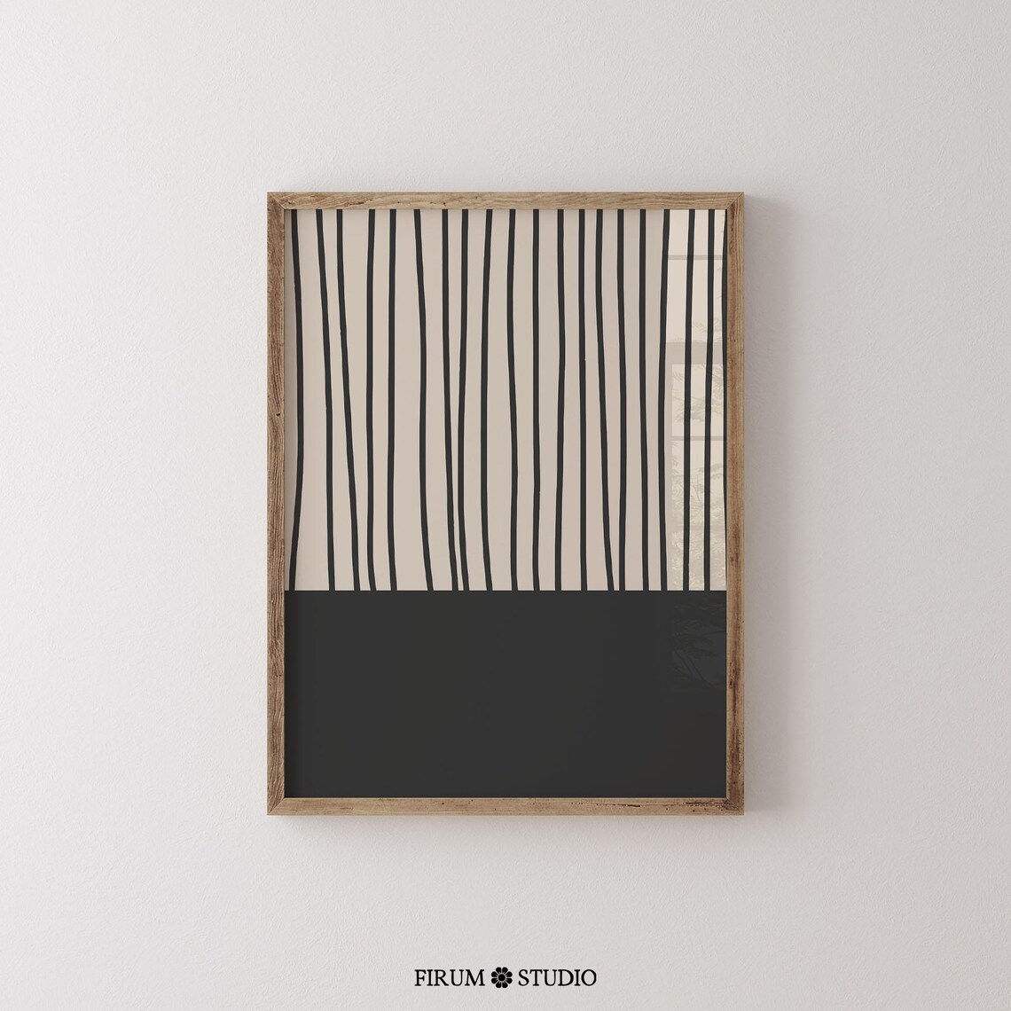 Beige and Black Stripes Poster, Mid-Century Modern - Image 2