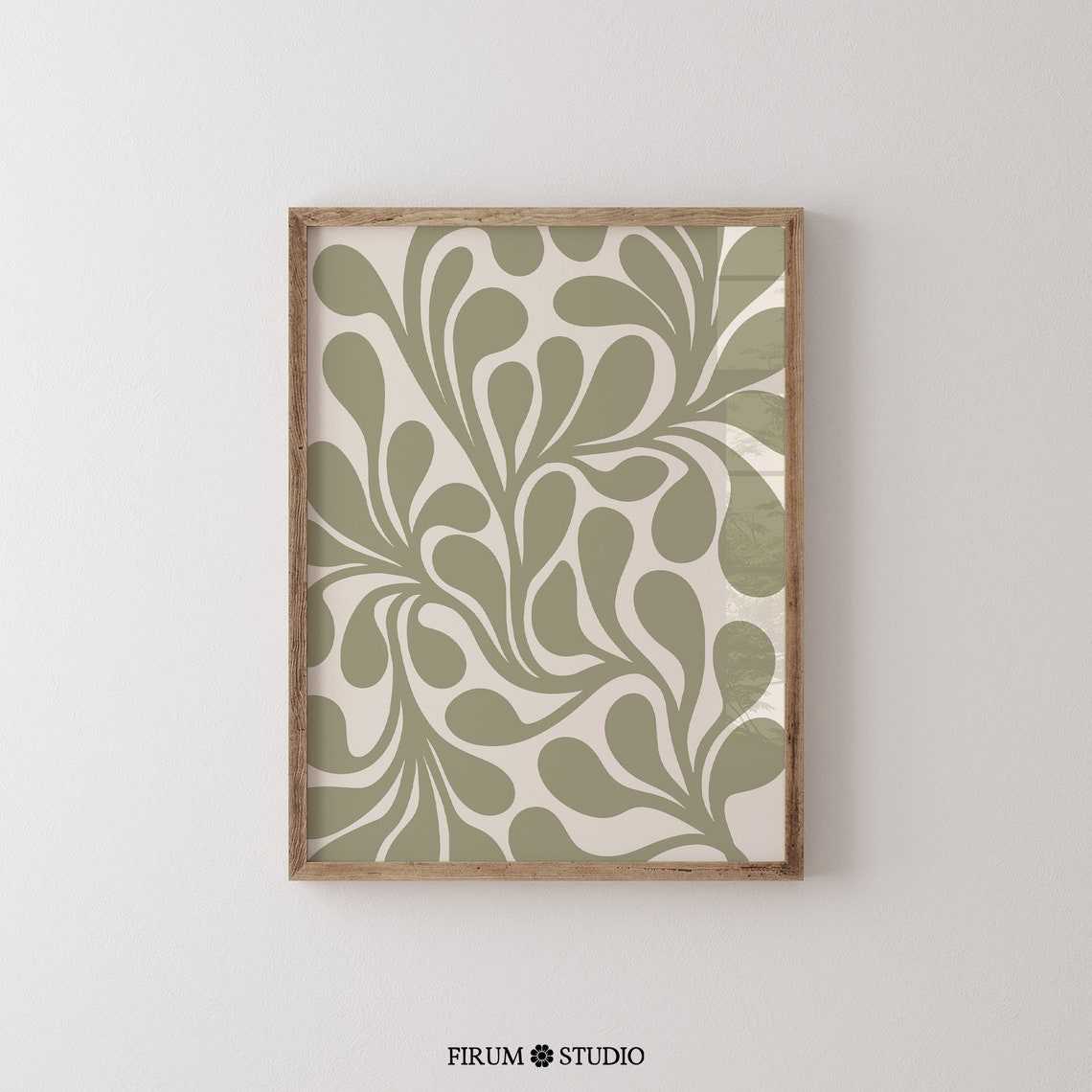 Sage Green Abstract Botanical Organic Leaf Pattern Art Print