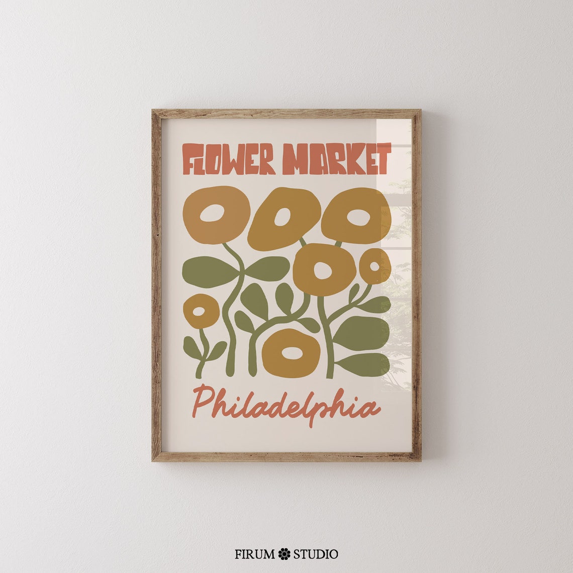 Flower Market Philadelphia Mustard Yellow Bloom Botanical Poster