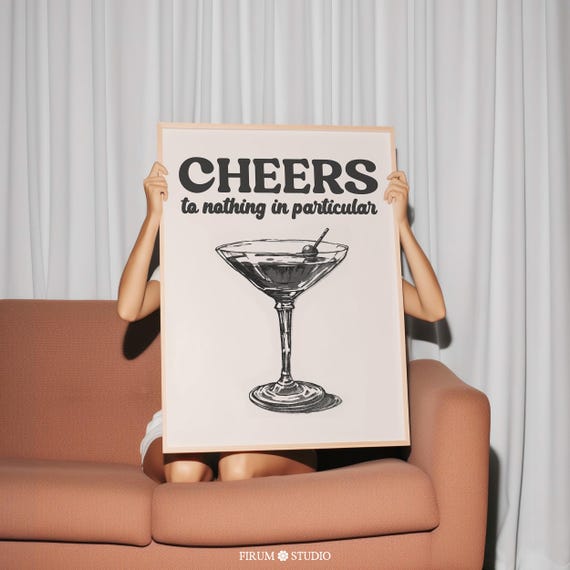 Cheers Bar Cart Vintage Retro Bar Poster