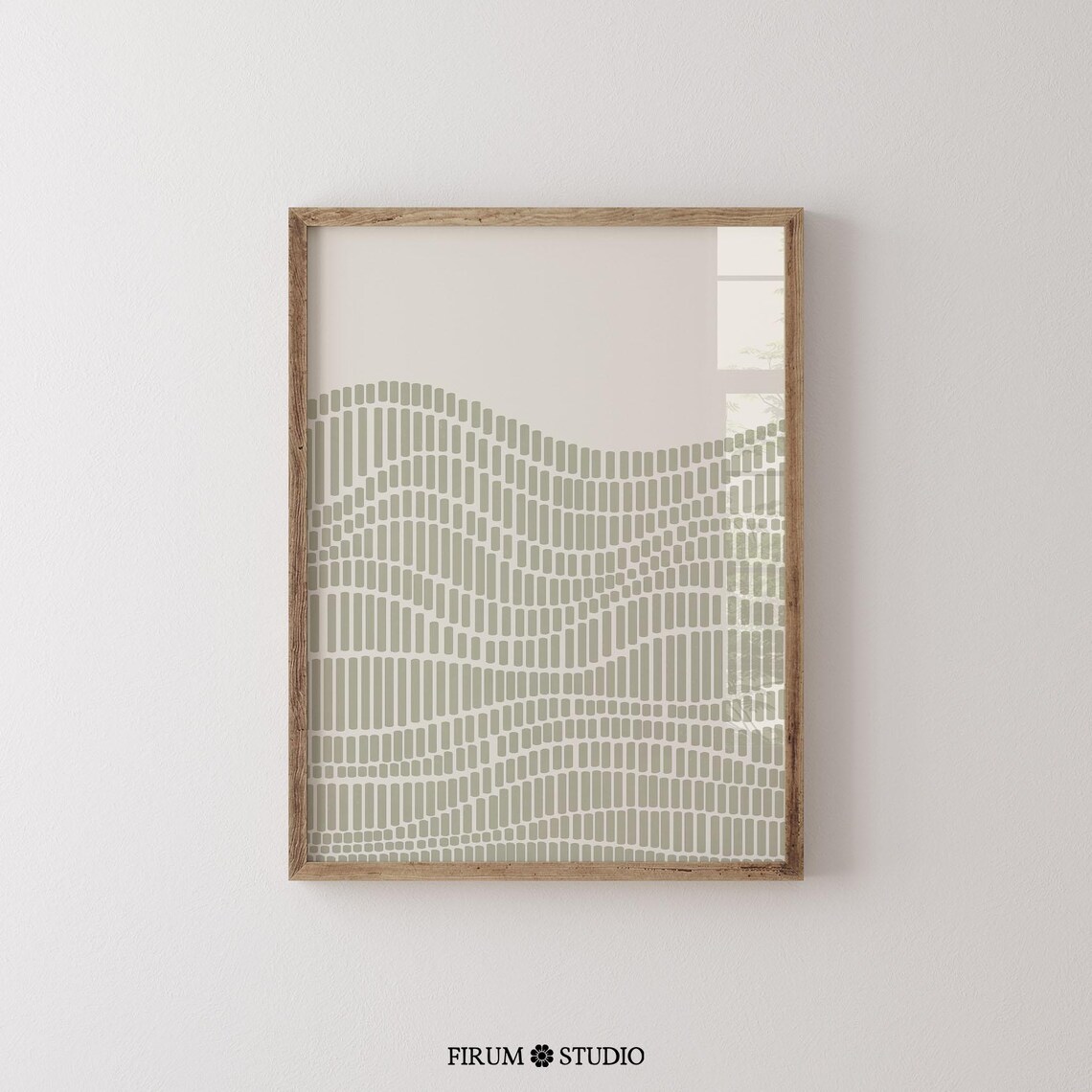 Abstract Sage Green Fine Line Art Print, Japandi - Image 2
