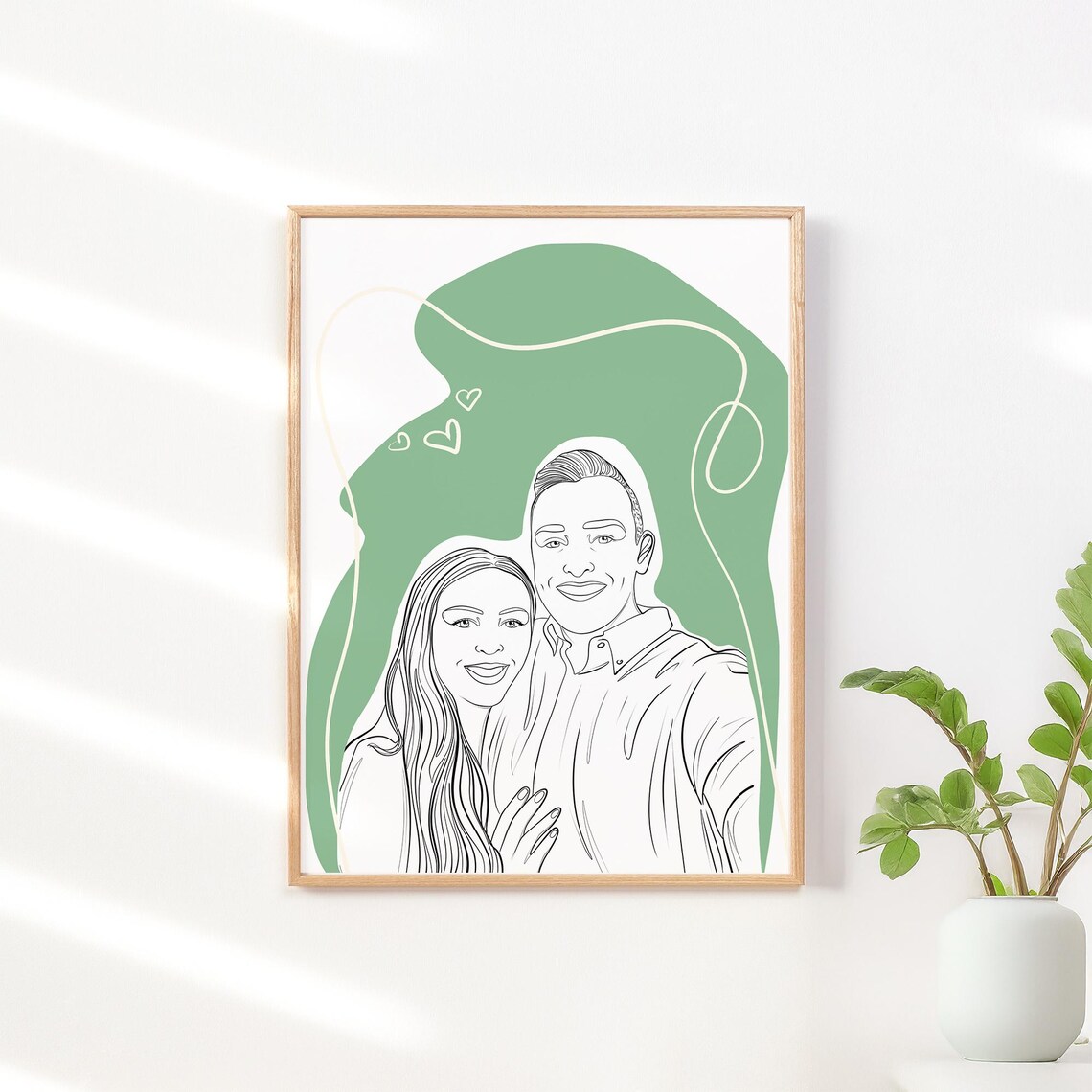 Father and Daughter Hugging Line Art Portrait Custom Dad Gift Poster - Image 2