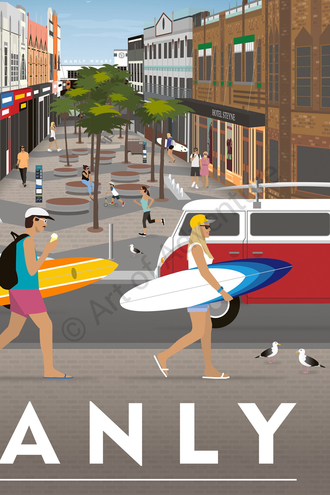 Manly Corso Vintage Travel Poster, Wall Art Print - Image 3