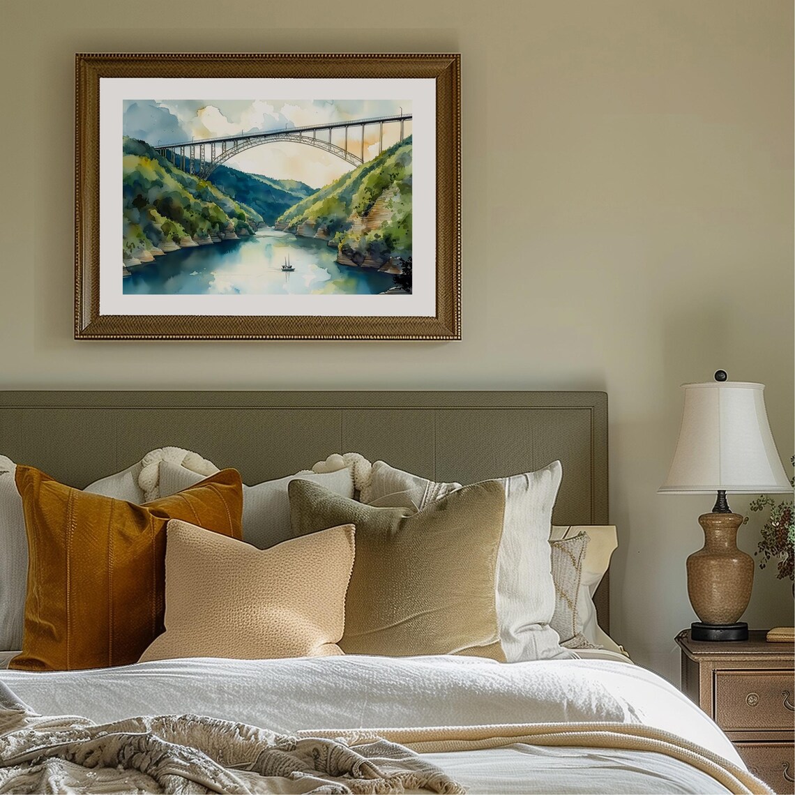 New River Gorge Bridge Watercolor Travel Poster