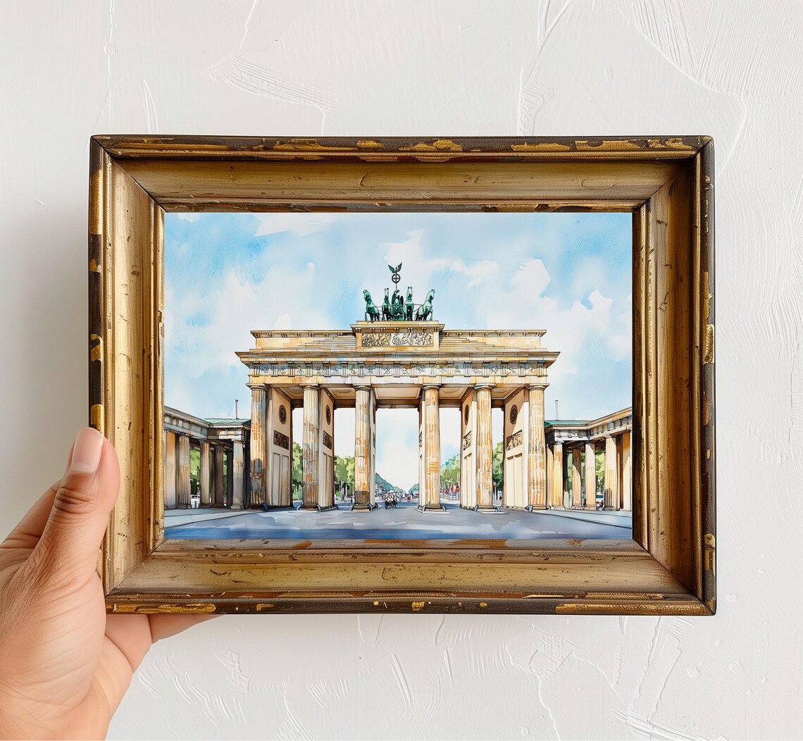 Brandenburg Gate Watercolor Poster, Berlin Germany