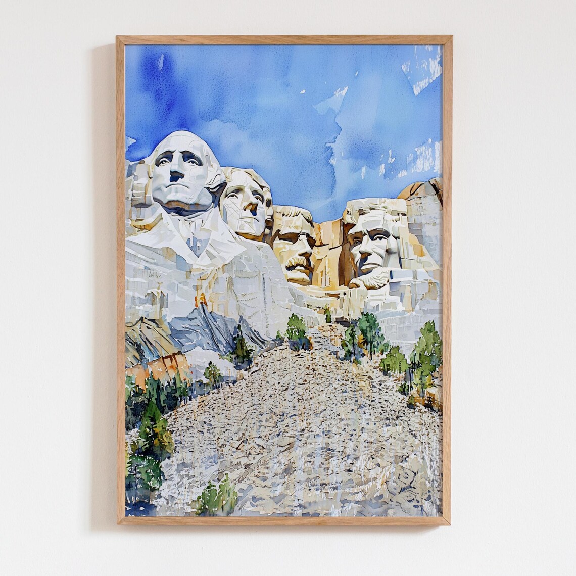 Mount Rushmore Presidents Watercolor South Dakota National Monument Poster