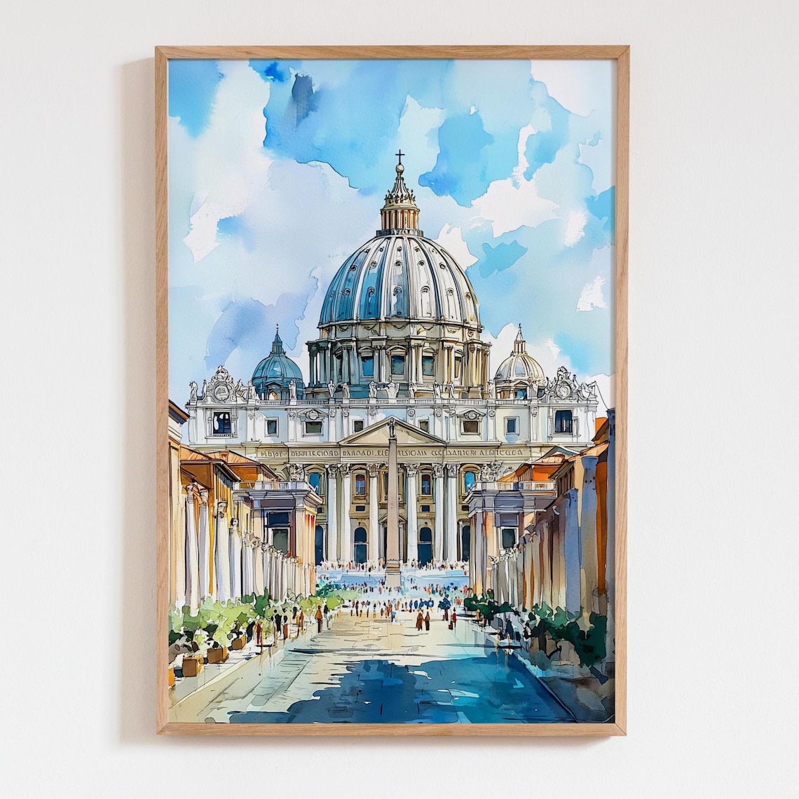 St Peters Basilica Rome Vatican Watercolor Travel Poster