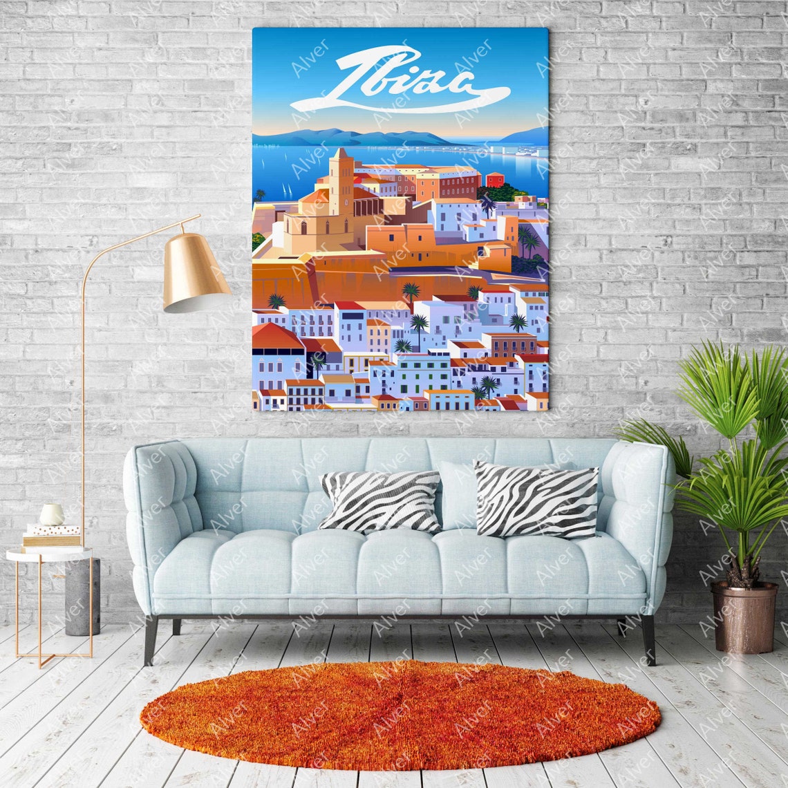 Ibiza Spain Travel Poster With Dalt Vila Old Town Harbor and Sea View - Image 2