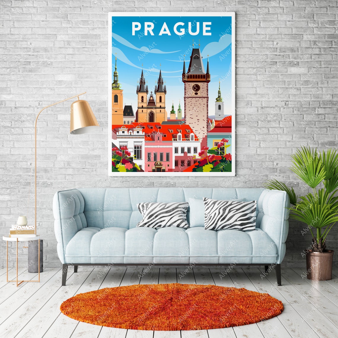 Prague Czech Republic Old Town Church Spires Red Rooftops Poster - Image 2