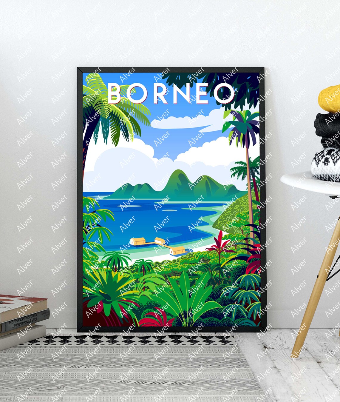 Borneo Poster Indonesia Poster Tropical Travel Print Indonesia Wall Art Unframed - Image 2