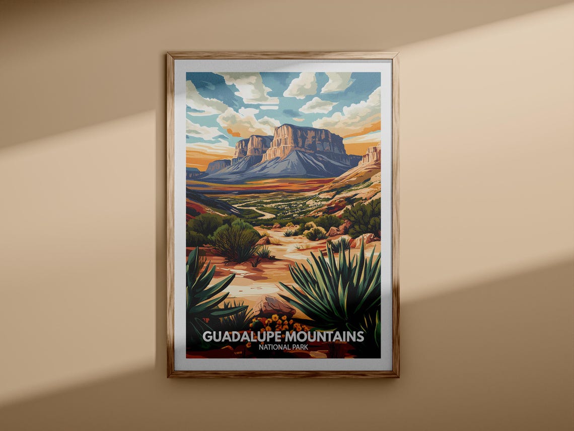 Guadalupe Mountains Print Guadalupe Mountains National Park Poster United States National Parks Art United States Travel Poster - Image 3