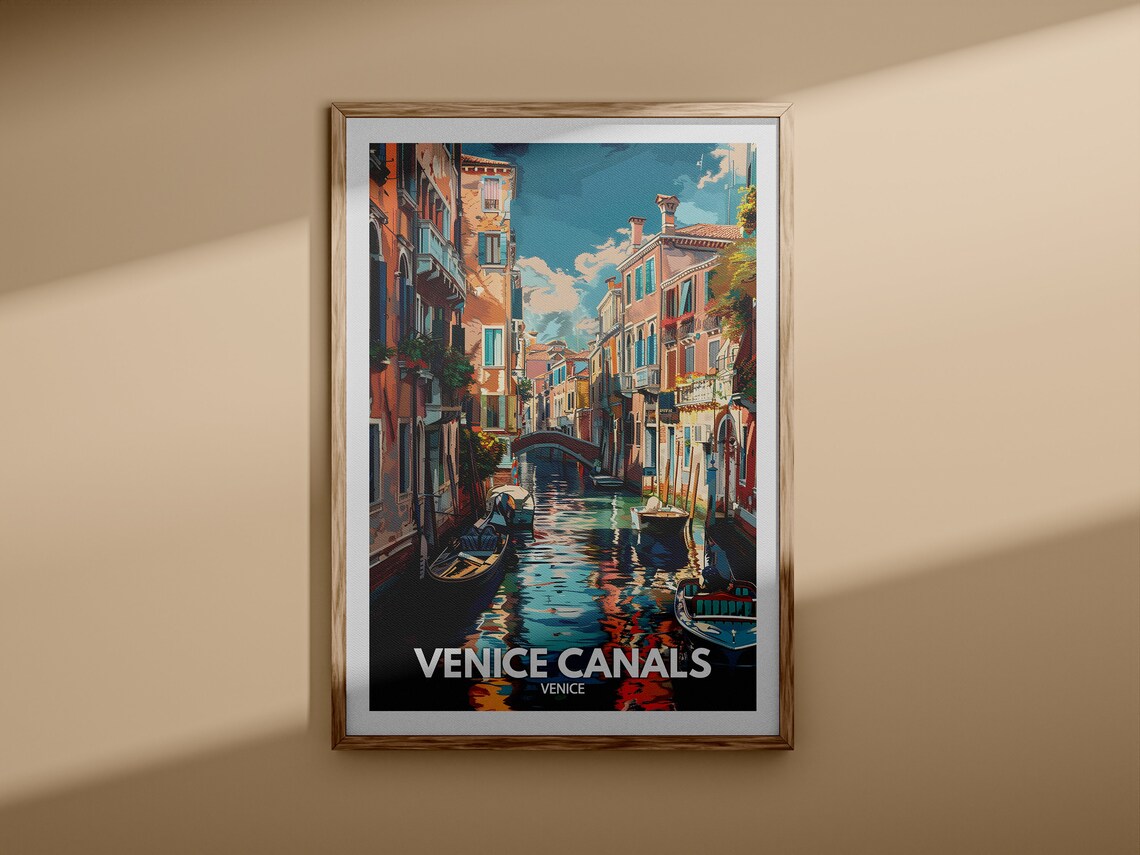 Venice Canals Venice Italy Gondola Waterfront Vintage Travel Poster - Image 3