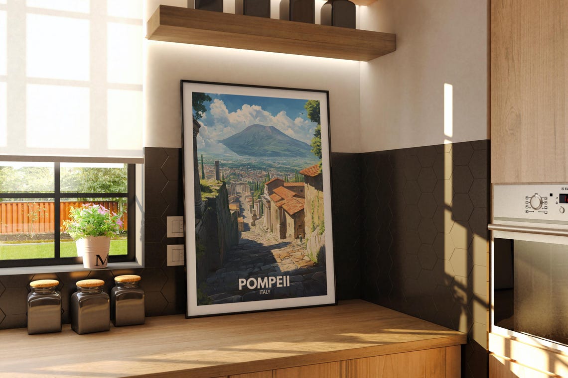 Pompeii Italy Ancient Roman Ruins Vesuvius Volcano Travel Poster - Image 2