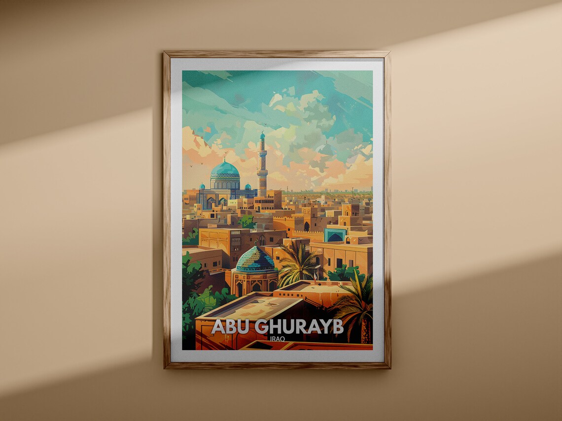 Abu Ghurayb Iraq Desert City Mosque Dome Vintage Travel Poster - Image 3