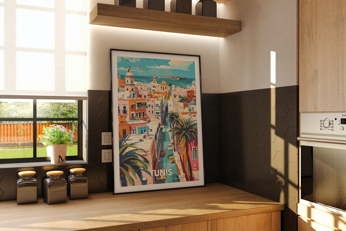 Tunis Tunisia North Africa Medina Street Palms Travel Poster - Image 2