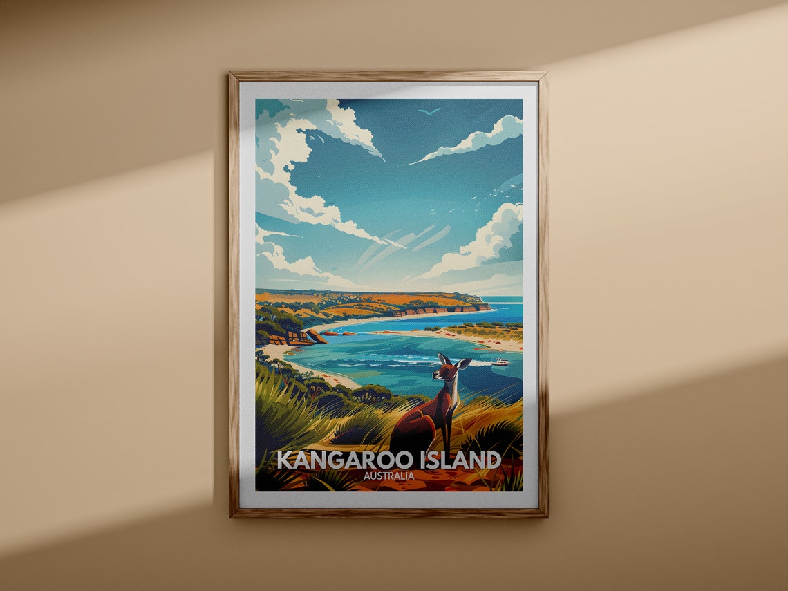 Kangaroo Island Australia Kangaroo Overlook Coastal Bay Travel Poster - Image 3