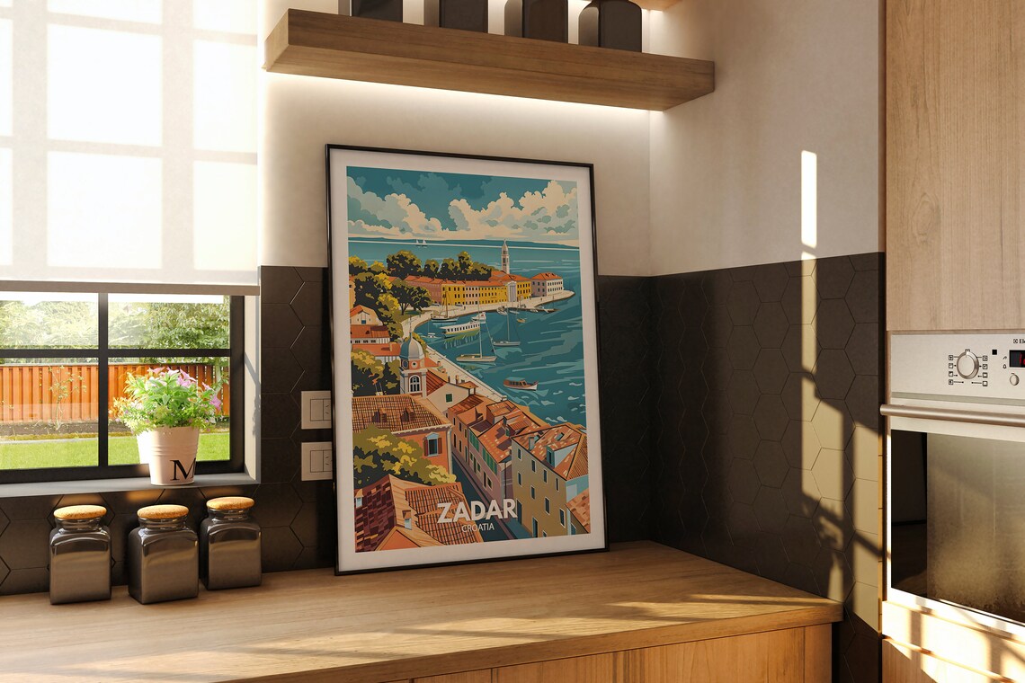 Zadar Croatia Adriatic Harbor Sailboats Old Town Travel Poster - Image 2