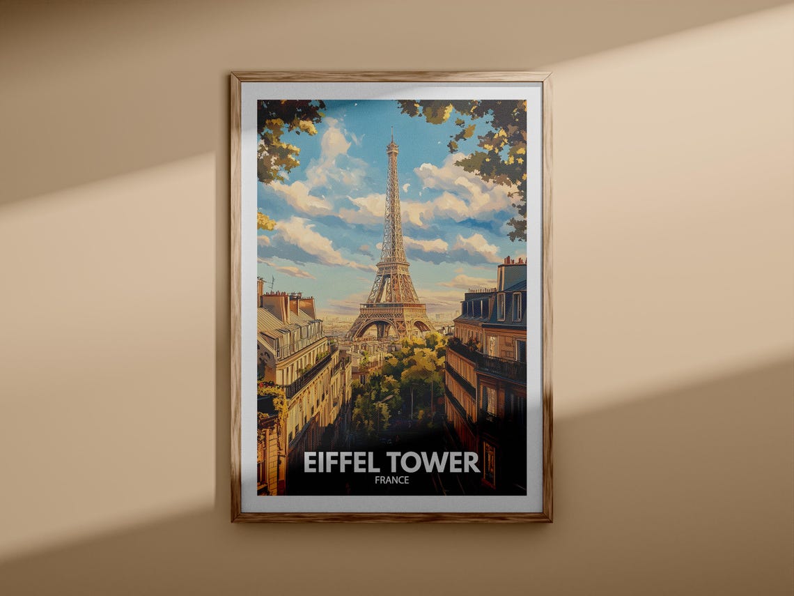 Eiffel Tower Paris France Rooftop Street View Vintage Travel Poster - Image 3