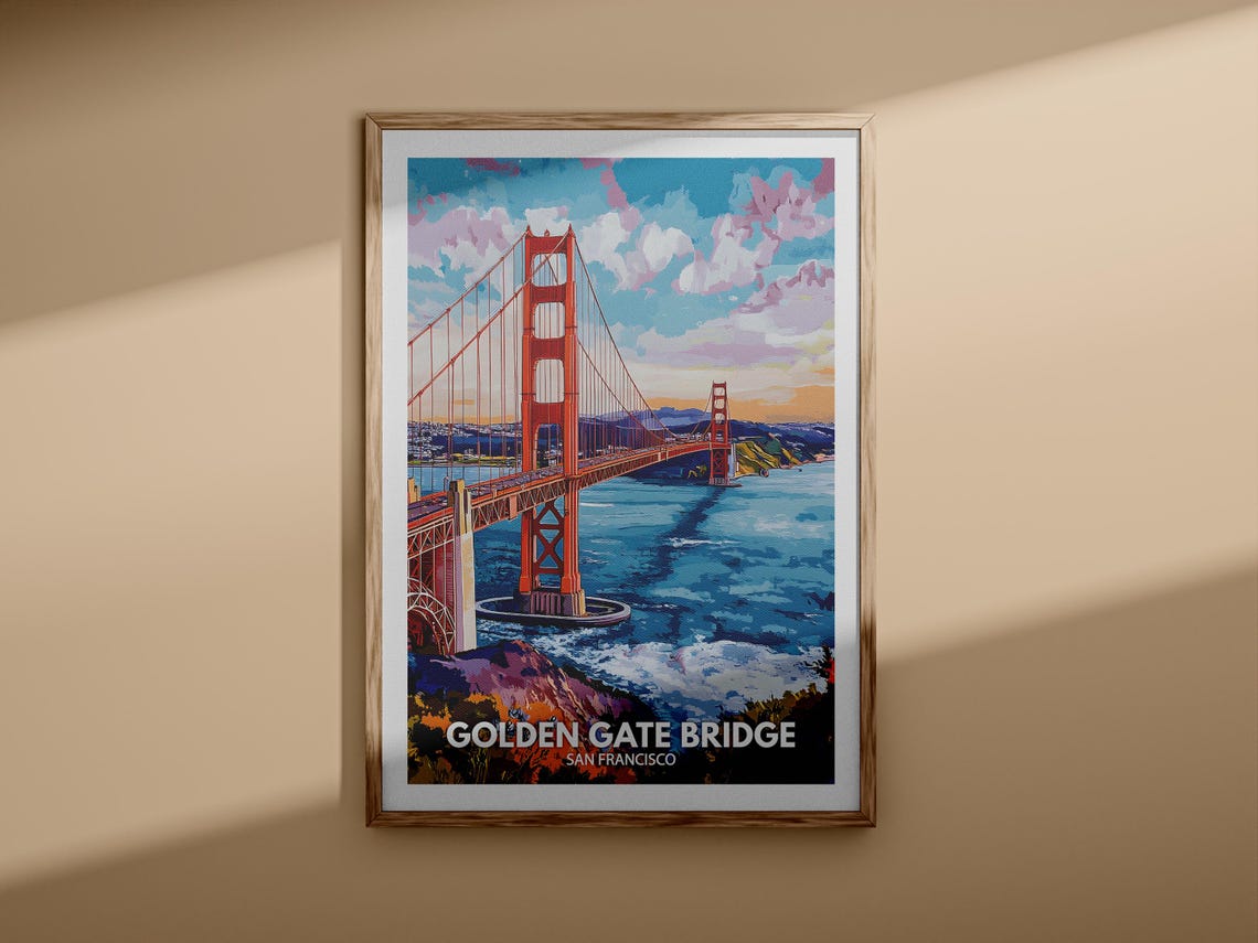 Golden Gate Bridge San Francisco Bay View Iconic Travel Poster - Image 3
