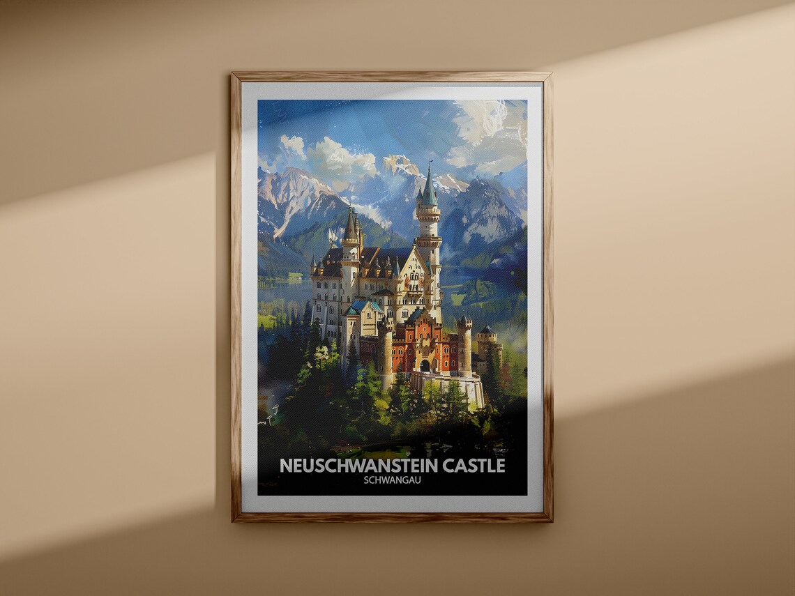 Neuschwanstein Castle Schwangau Fairytale Retro Travel Poster - Image 3