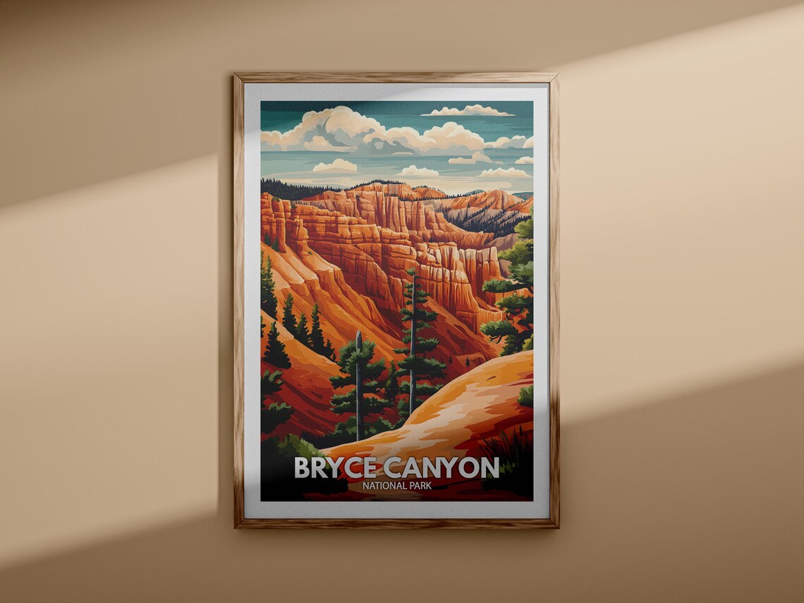 Bryce Canyon National Park Utah Hoodoos Red Rock Travel Poster - Image 3