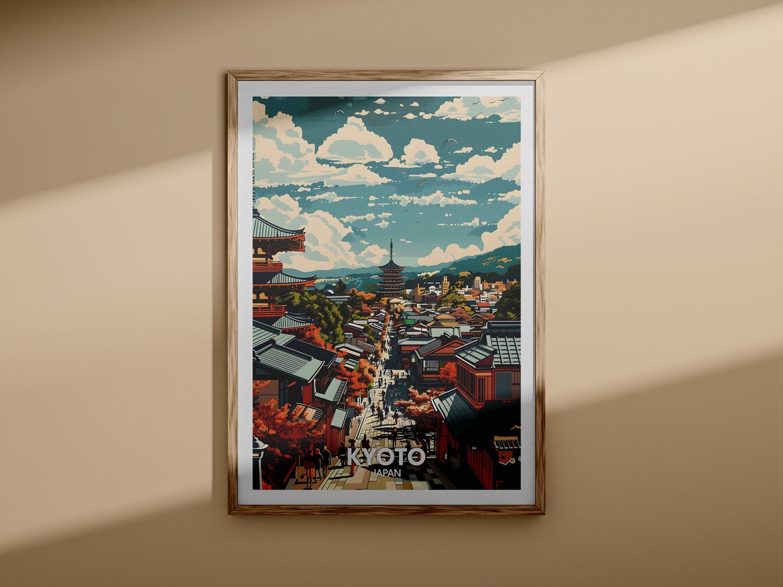 Kyoto Japan Autumn Temple Street Pagoda Vintage Travel Poster - Image 3