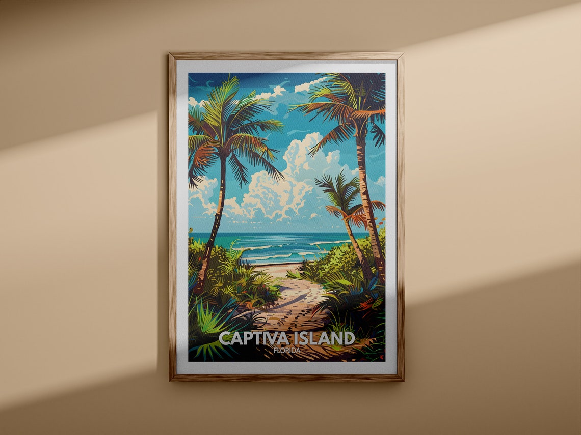Captiva Island Florida Palm Trees Sandy Beach Path Travel Poster - Image 3