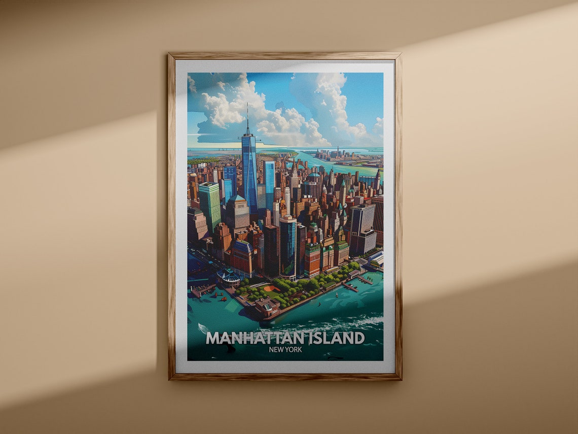 Manhattan Island New York City Skyline Freedom Tower Travel Poster - Image 3