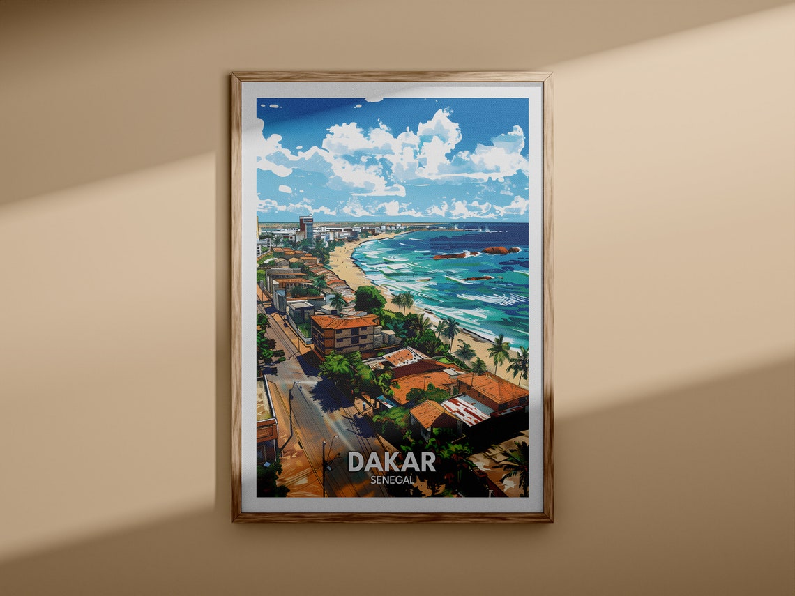 Dakar Senegal Atlantic Coast Waves Palms City View Travel Poster - Image 3
