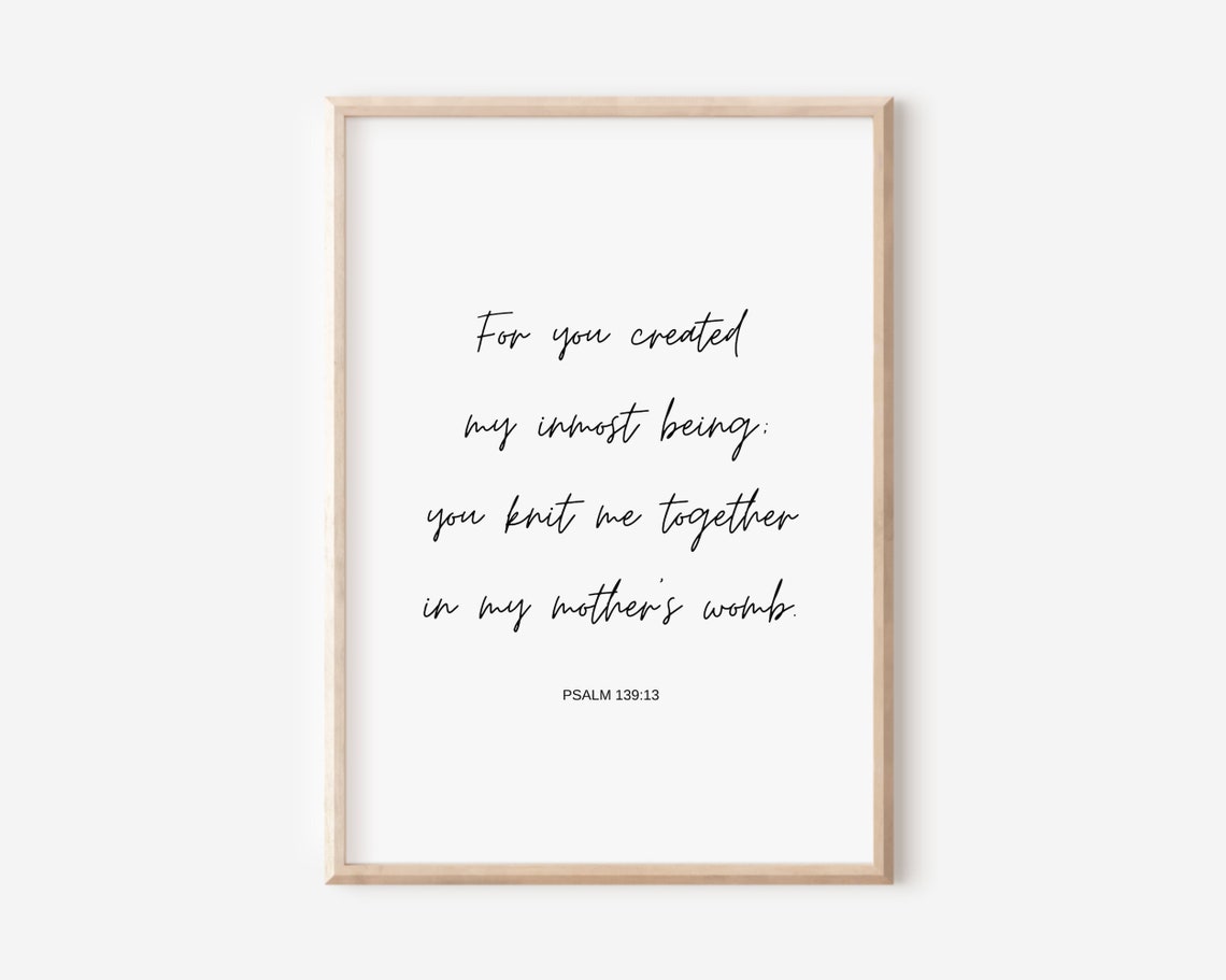 Psalm 139:13 Knit Together Bible Verse Minimalist Script Wall Art