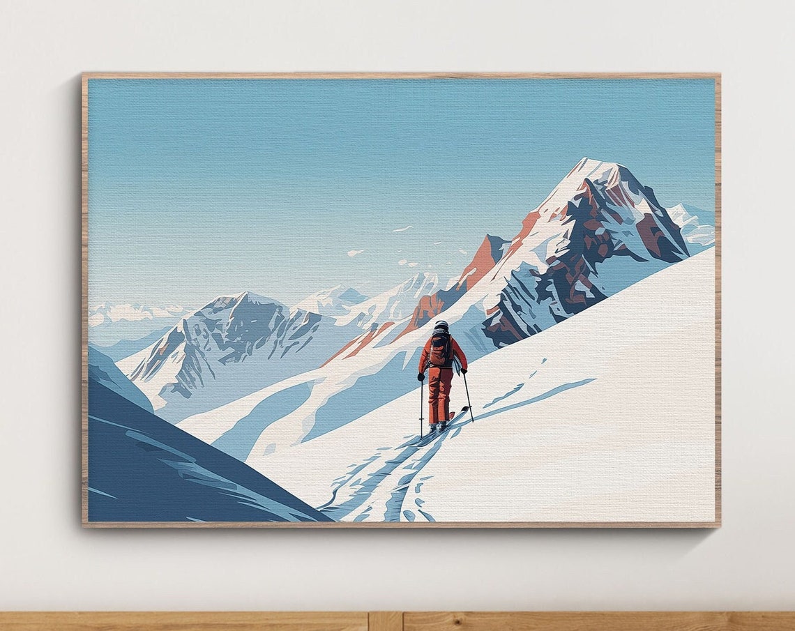 Backcountry Skier Skinning Alpine Ridge Winter Adventure Poster
