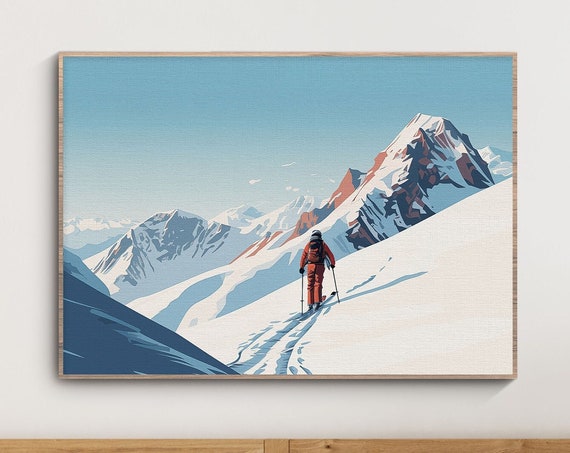 Backcountry Mountain Ski Poster Vintage Ski Poster Sports Poster Retro Ski Poster Alpine Ski Downhill Ski Poster Skiing Wall Art Decor