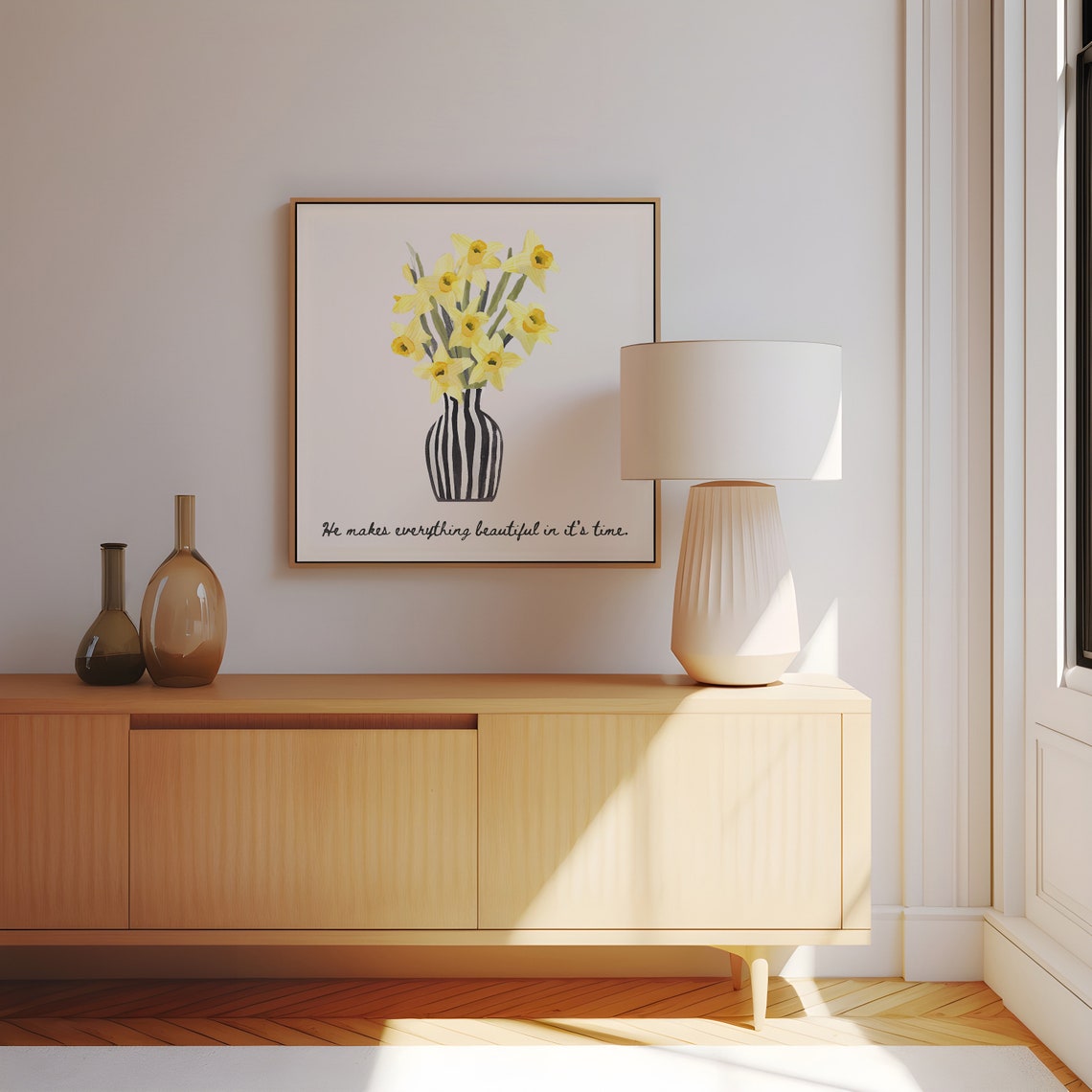 He Makes Everything Beautiful in Time Daffodil Floral Art Poster - Image 3