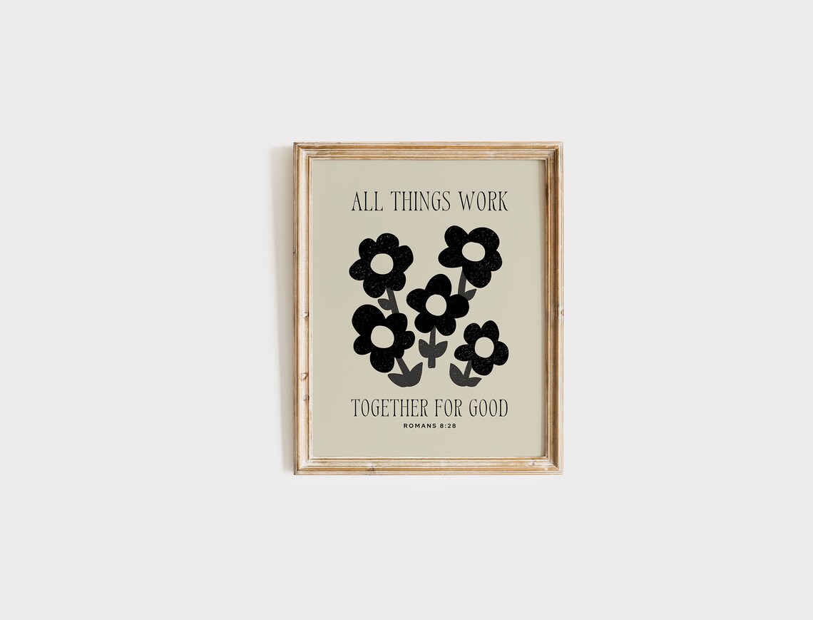 Romans 8:28 Christian Wall Art, Neutral Minimalist Print - Image 2
