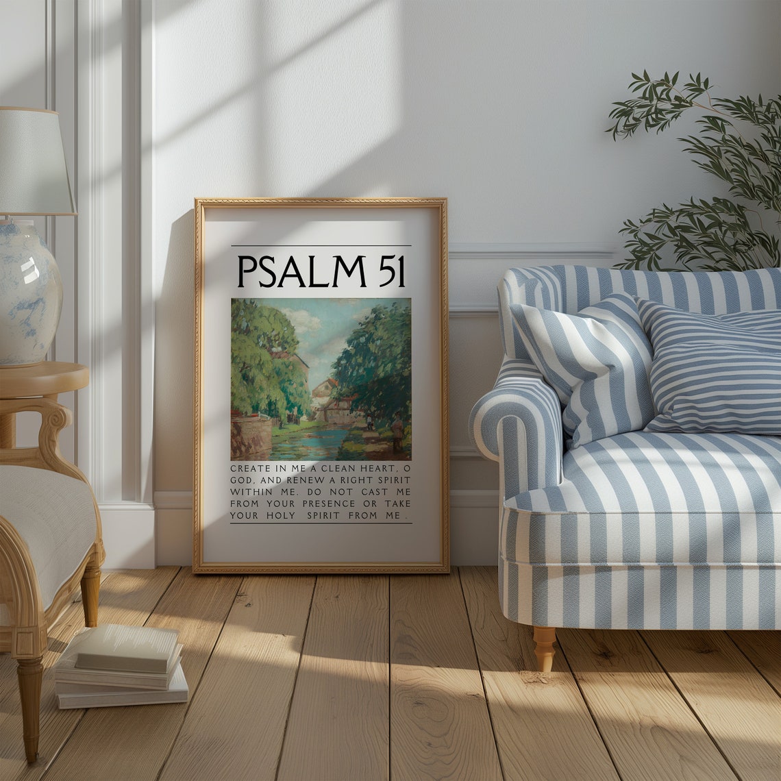 Psalm 51 Create in Me a Clean Heart Vintage River Scene Art Poster - Image 3